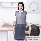 TPU Su Geçirmez Yağ Geçirmez Mutfak Önlüğü - Siyah Bel Bağcıklı - Uzun thumbnail 1