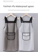 TPU Su Geçirmez Yağ Geçirmez Mutfak Önlüğü - Siyah Bel Bağcıklı - Uzun thumbnail 2