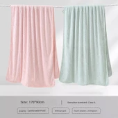 Polyester Banyo Havlusu Seti - Şeftali Tozu + Mint Yeşili (2 Adet) - 1
