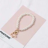 İnci Beş Köşeli Yıldız Püsküllü Anahtarlık - Altın Beş Köşeli Yıldız Tokası E059 thumbnail 1