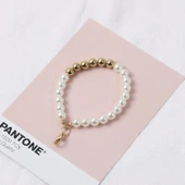 İnci Beş Köşeli Yıldız Püsküllü Anahtarlık - Altın Beş Köşeli Yıldız Tokası E059 thumbnail 10