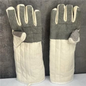 Isıya Dayanıklı Fırın Eldiveni - Beyaz Derili 48cm - 3