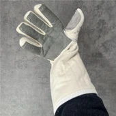 Isıya Dayanıklı Fırın Eldiveni - Beyaz Derili 48cm - 4