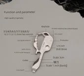 Çok Amaçlı Anahtarlık Aleti - ET010 Kumlanmış Gri - Kancalı Model thumbnail 9