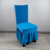 Kalınlaştırılmış Göl Mavisi Sandalye Kılıfı - 1