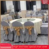 Elastik Polyester Sandalye Kılıfı - Gri Fiyonklu - 1