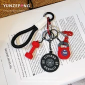 Dambıl ve Halter Anahtarlık - Kırmızı Küçük Kolye - 1