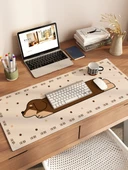 Çizgi Film Desenli Su Geçirmez Yağa Dayanıklı Ofis Masa Matı - Polo Noktalı Köpek Koyun Postu Leke Tutmaz Ped 60x120cm - 3