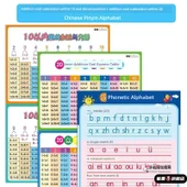 Su Geçirmez Matematik Öğrenme Duvar Tablosu - 10'a Kadar Toplama Çıkarma, Ayrıştırma, 20'ye Kadar Toplama Çıkarma, Pinyin thumbnail 1