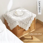 Dantel Masa Örtüsü Ins Tarzı Kare Kahve Sehpası Örtüsü - Kare Dantel 60x60cm (2 Adet) - 3