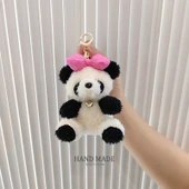 Panda Ayıcık Anahtarlık - Mavi Düğümlü - Araba ve Çanta Süsü - 10