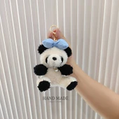 Panda Ayıcık Anahtarlık - Sarı Düğümlü - Araba ve Çanta Süsü - 11