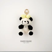Panda Ayıcık Anahtarlık - Sarı Düğümlü - Araba ve Çanta Süsü - 1