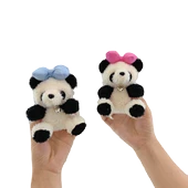 Panda Ayıcık Anahtarlık - Mavi Düğümlü - Araba ve Çanta Süsü - 5