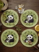 Dev Panda Çiçek Desenli Bardak Altlığı - Deri - 17cm - 4 Adet - Model 4 - 6