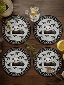 Dev Panda Çiçek Desenli Bardak Altlığı - Deri - 17cm - 4 Adet - Model 4 - 5