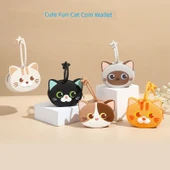 Çocuk Karikatür Kedi Desenli Bozuk Para Cüzdanı - Büyük Boy Tam Kedi Telefon Çantası - Gri - 2