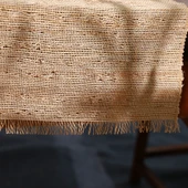 Doğal Rami Keten Masa Örtüsü - Püsküllü Kenar 40cm - 1.2m - 1