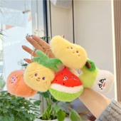 Sevimli Vizon Tüylü Meyve Sebze Bebek Anahtarlık - 14cm Mango, 8-14cm Altın Metal Toka - 8