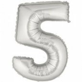 Gümüş Rakam 5 Folyo Balon 40 İnç 100 Cm - 1