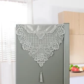 Avrupa Tarzı Kadife İşlemeli Buzdolabı Örtüsü - Zarif Gri, 70CM * 180CM (Çift Kapılı) thumbnail 4