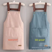 Cepli Su Geçirmez Yağa Dayanıklı Mutfak Önlüğü - Uzun Deri Standart Önlük Pembe thumbnail 3