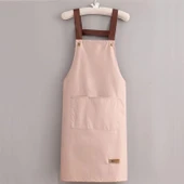 Cepli Su Geçirmez Yağa Dayanıklı Mutfak Önlüğü - Uzun Deri Standart Önlük Pembe thumbnail 1