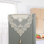 Avrupa Tarzı Kadife İşlemeli Buzdolabı Örtüsü - Zarif Gri, 70CM * 180CM (Çift Kapılı) thumbnail 2