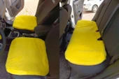 Yumuşak Tüylü Peluş Serme Oto Koltuk Koruyucu Minder Koltuk Kılıfı Ön Arka Sarı - 1