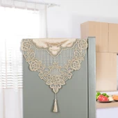 Avrupa Tarzı Kadife İşlemeli Buzdolabı Örtüsü - Zarif Gri, 70CM * 180CM (Çift Kapılı) thumbnail 3