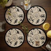 Nordik Stil PU Deri Bardak Altlığı - Krem Rüzgar 1 - 17cm (4'lü Set) - 10
