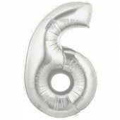 Gümüş Rakam 6 Folyo Balon 40 İnç 100 Cm - 1