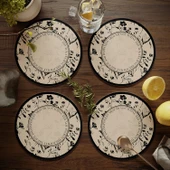 Nordik Stil PU Deri Bardak Altlığı - Krem Rüzgar 3 - 17cm (4'lü Set) - 1