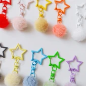 DIY Tüylü Top Anahtarlık - Mor Tüylü Top Beş Köşeli Yıldız - 10