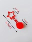 DIY Tüylü Top Anahtarlık - Mor Tüylü Top Beş Köşeli Yıldız - 5