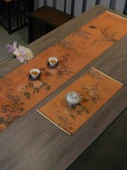 El Yapımı Bambu Çay Matı - Yüz Çiçek - 30x120cm - Küçük Masa Hediyeli - 2