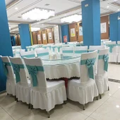 Banket Sandalye Kılıfı Fiyonklu - Bej Beyaz - 4