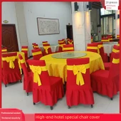 Banket Sandalye Kılıfı Fiyonklu - Bej Beyaz - 2