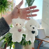 Peluş Kahverengi Ayıcık Altın Tokalı Anahtarlık - 11cm - 4