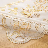 PVC Bronz Desenli Masa Örtüsü - Altın 2 Dikdörtgen 60x120cm - 5