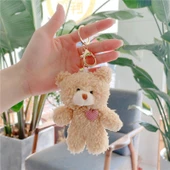 Peluş Kahverengi Ayıcık Altın Tokalı Anahtarlık - 11cm - 8