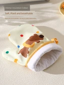 Isıya Dayanıklı Fırın Eldiveni - Zıplayan Köpek Yavrusu Desenli - Silikonlu - 2'li Paket - 5