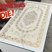 PVC Bronz Desenli Masa Örtüsü - Altın 2 Dikdörtgen 60x120cm - 1