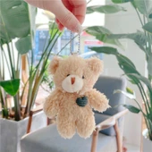 Peluş Kahverengi Ayıcık Altın Tokalı Anahtarlık - 11cm - 3