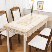 PVC Bronz Desenli Masa Örtüsü - Altın 2 Dikdörtgen 60x120cm - 3