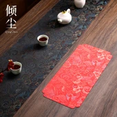 Çin Zen Kırmızı Çay Matı - Kırmızı Mürekkep Anka Kuşu Tüyü Küçük Çay Altlığı 21*47 - 8