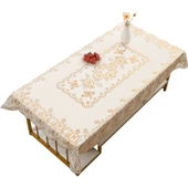 PVC Bronz Desenli Masa Örtüsü - Altın 2 Dikdörtgen 60x120cm - 6