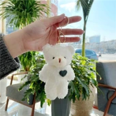 Peluş Ayıcık Anahtarlık - Altın Tokalı Yeşil Kalpli - 11cm - 1