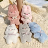 Peluş Tavşan Broş Anahtarlık Çanta Süsü - Beyaz Tavşan Aksesuar Açılışı - 6