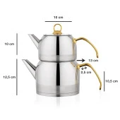 Schafer Ada (Orta) 4 Parça Gold Çaydanlık Takımı - 1